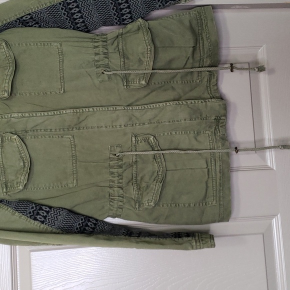 Forever 21 green knit quilted inside accent boho utility jacket size small - Picture 3 of 7